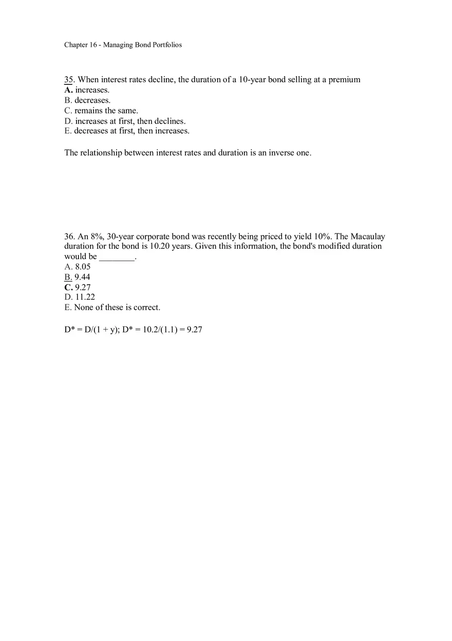 Managing Bond Portfolios Answer Key 2 - Page 8
