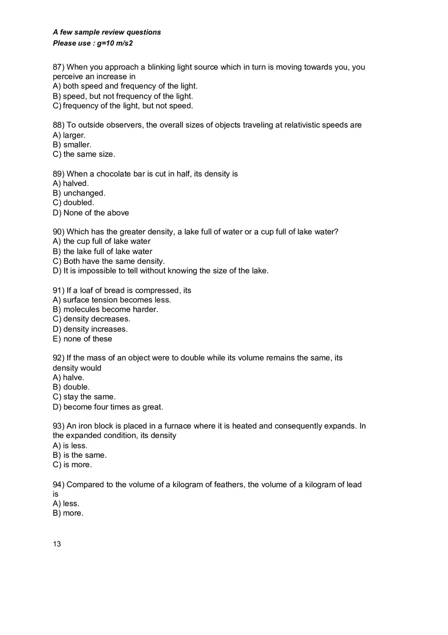 Basic Physics and Scientific Reasoning Quiz Answers - Page 8
