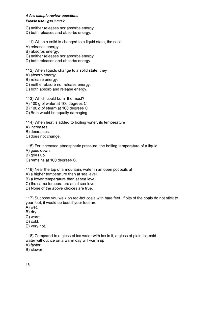 Basic Physics and Scientific Reasoning Quiz Answers - Page 11