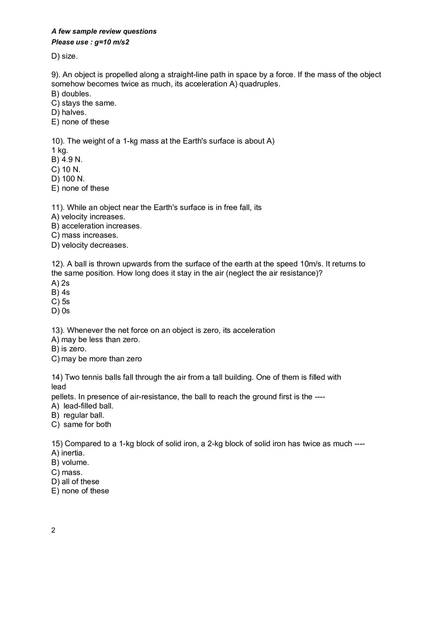 Basic Physics and Scientific Reasoning Quiz Answers - Page 16