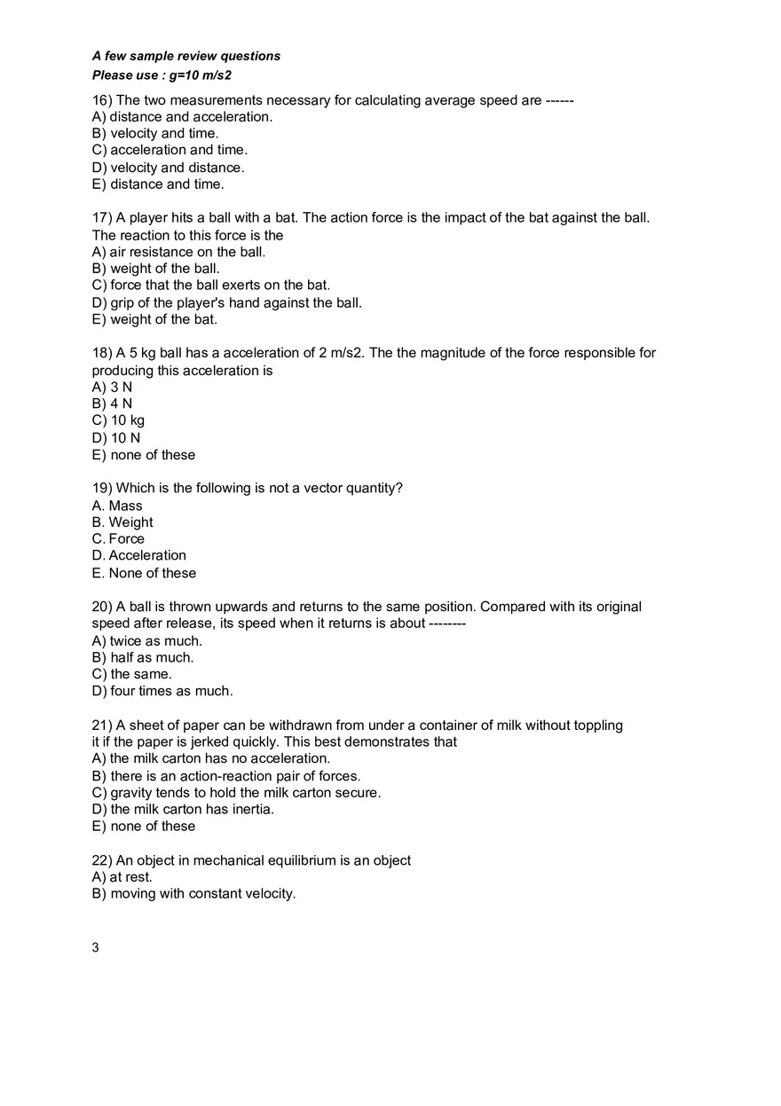 Basic Physics and Scientific Reasoning Quiz Answers - Page 17