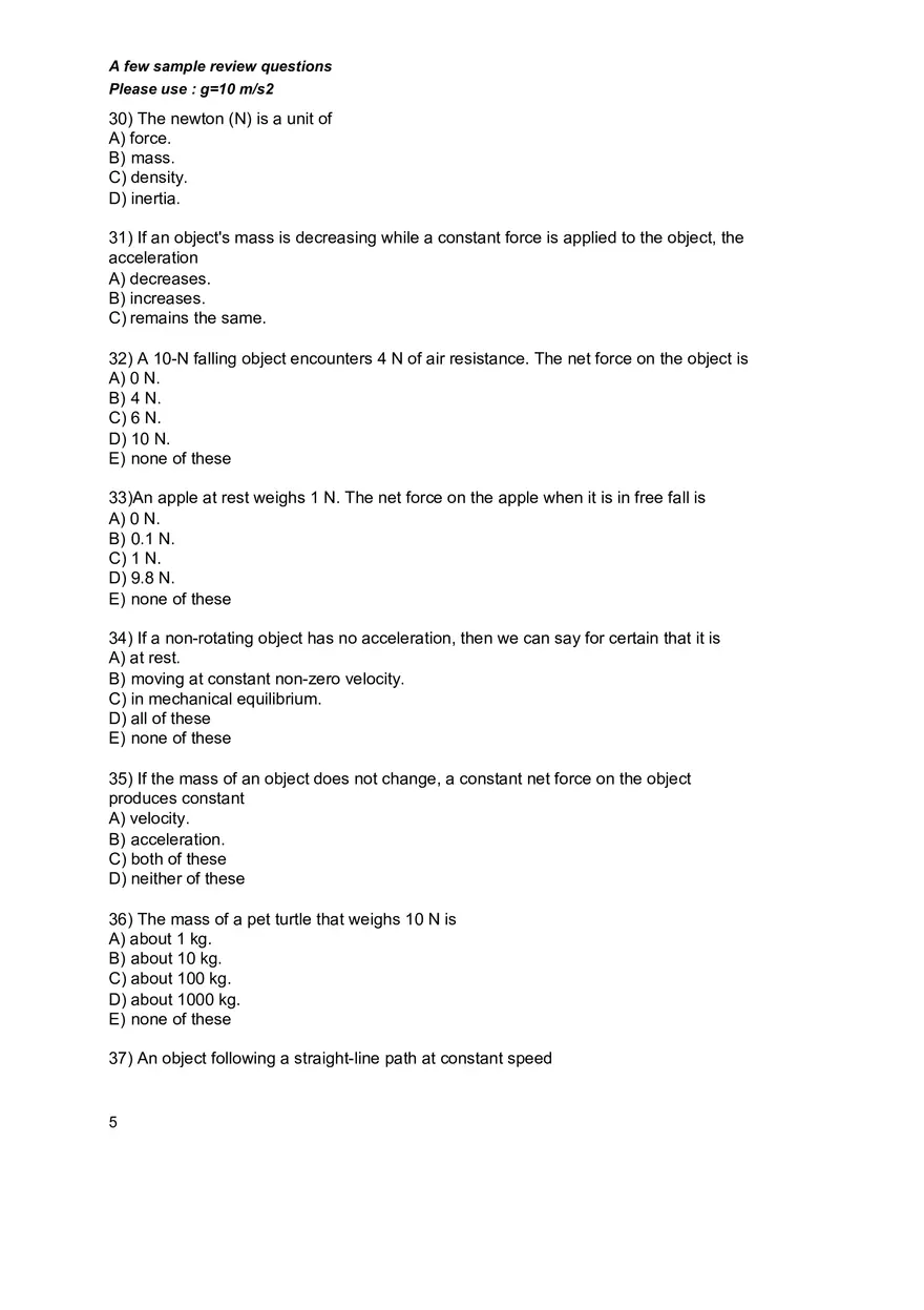 Basic Physics and Scientific Reasoning Quiz Answers - Page 19