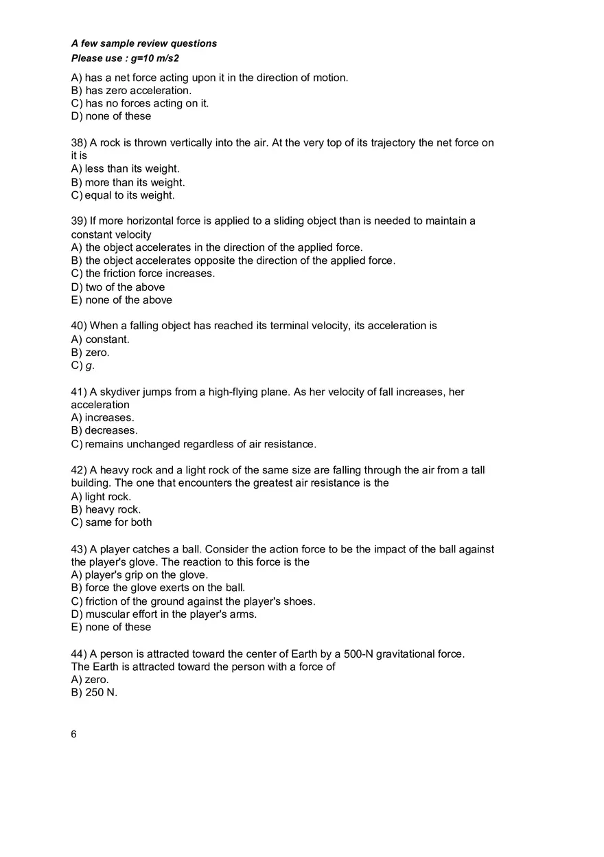 Basic Physics and Scientific Reasoning Quiz Answers - Page 20