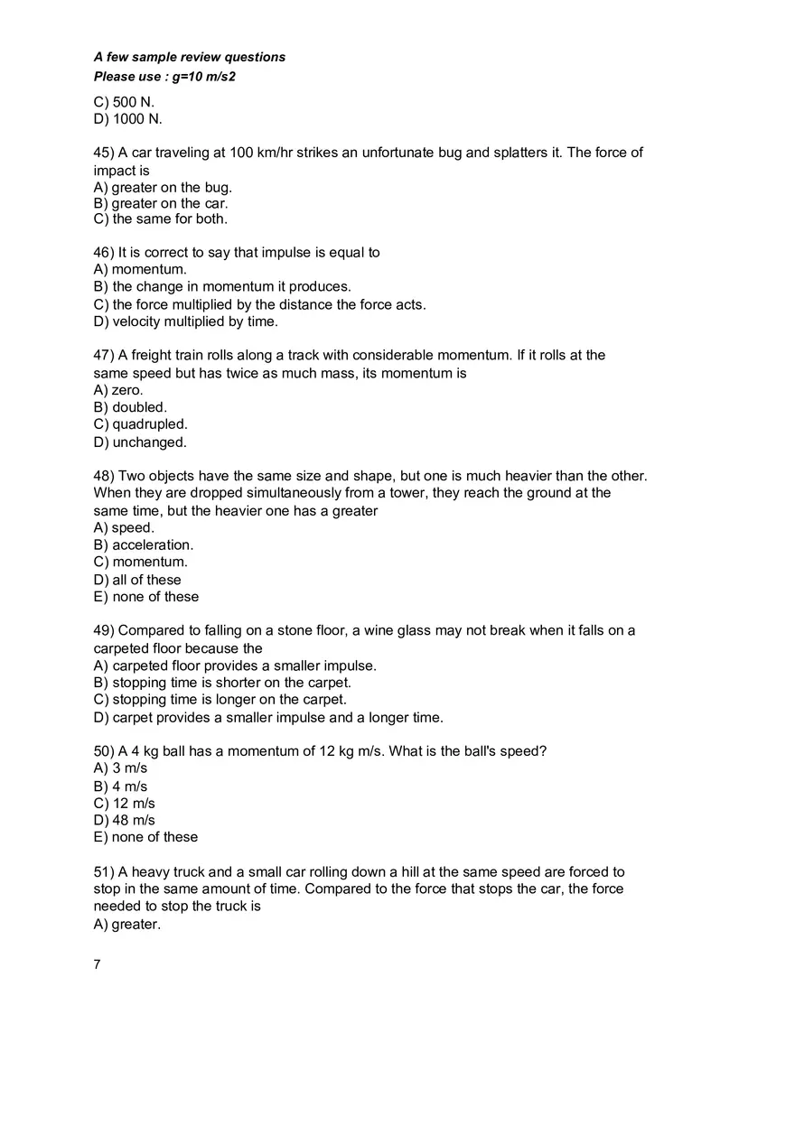 Basic Physics and Scientific Reasoning Quiz Answers - Page 21