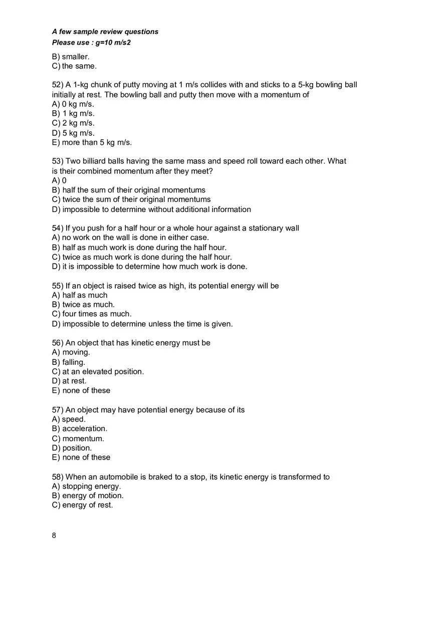 Basic Physics and Scientific Reasoning Quiz Answers - Page 3