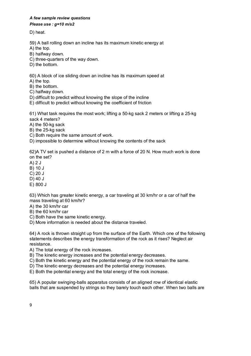 Basic Physics and Scientific Reasoning Quiz Answers - Page 4