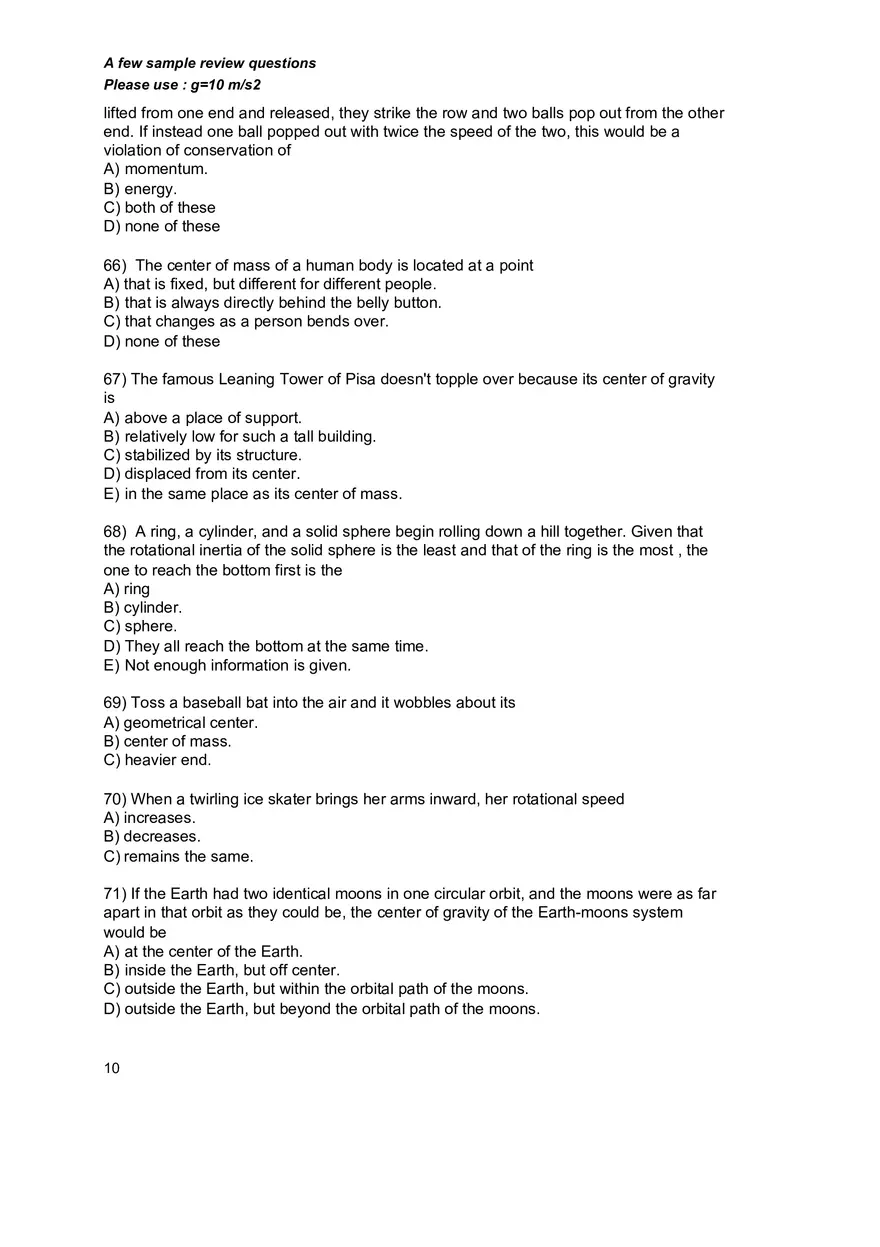 Basic Physics and Scientific Reasoning Quiz Answers - Page 5