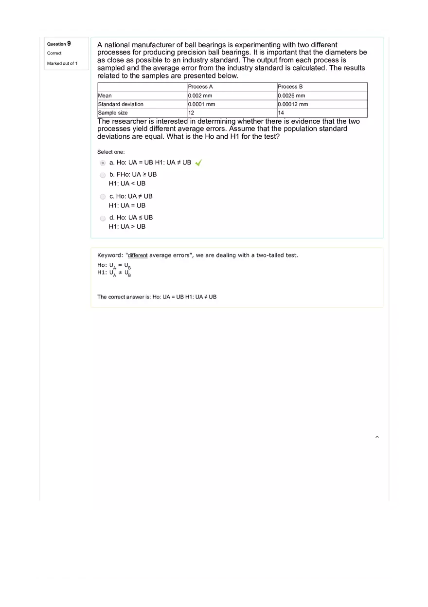 Advanced Business Statistics Assortment of Questions with Answers - Page 8