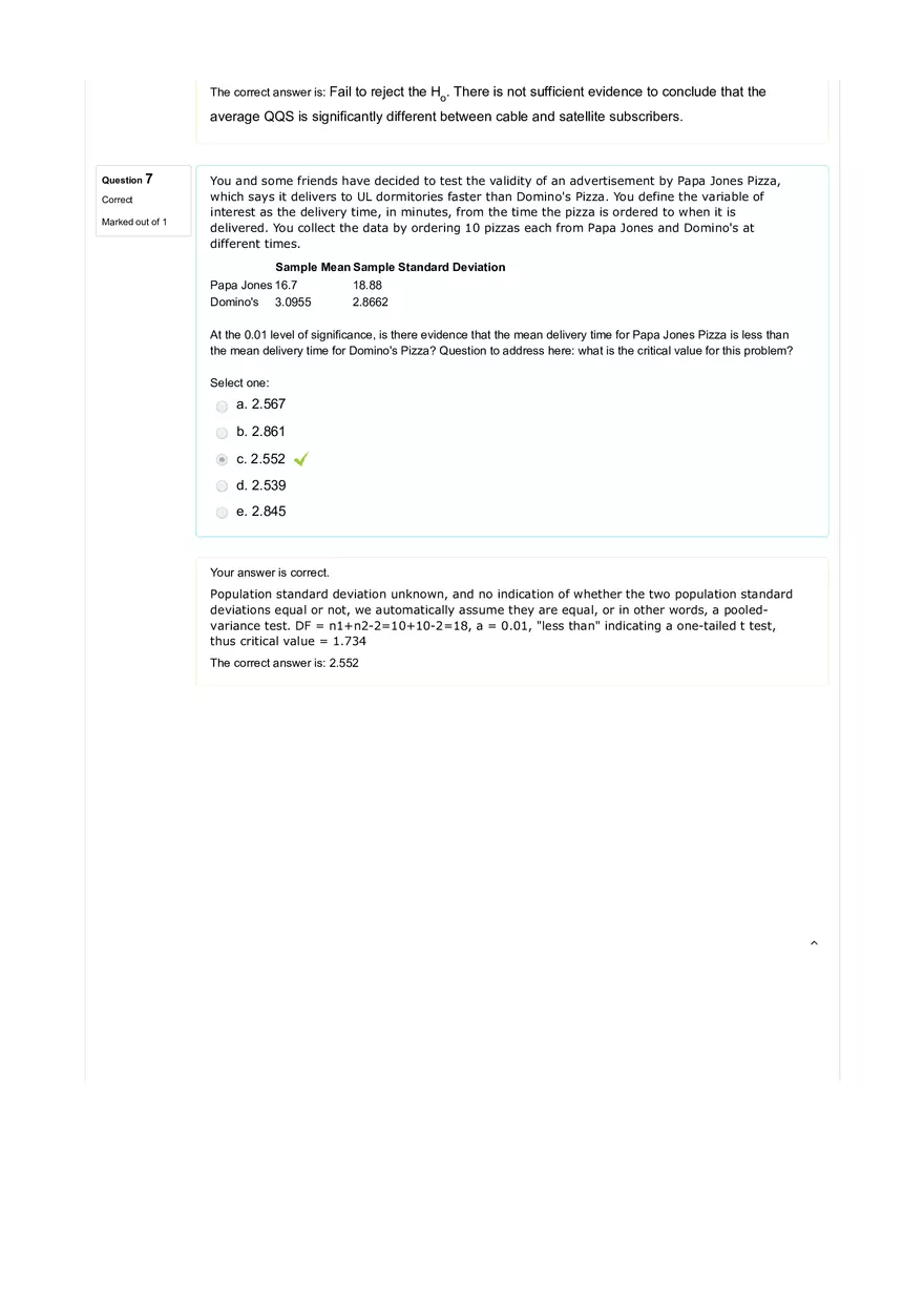 Advanced Business Statistics Assortment of Questions with Answers - Page 6