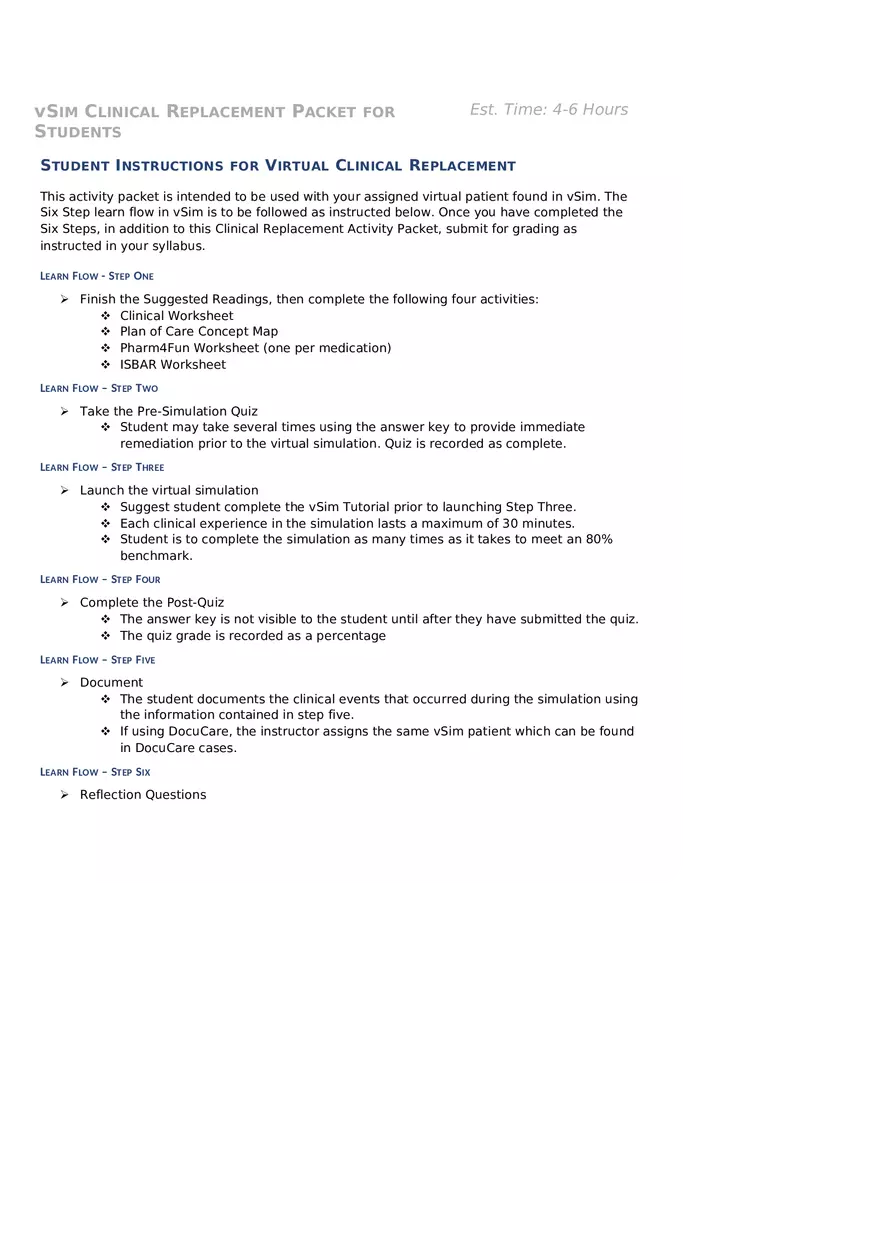 William Henry V Sim Clinical Packet With Answers - Page 1