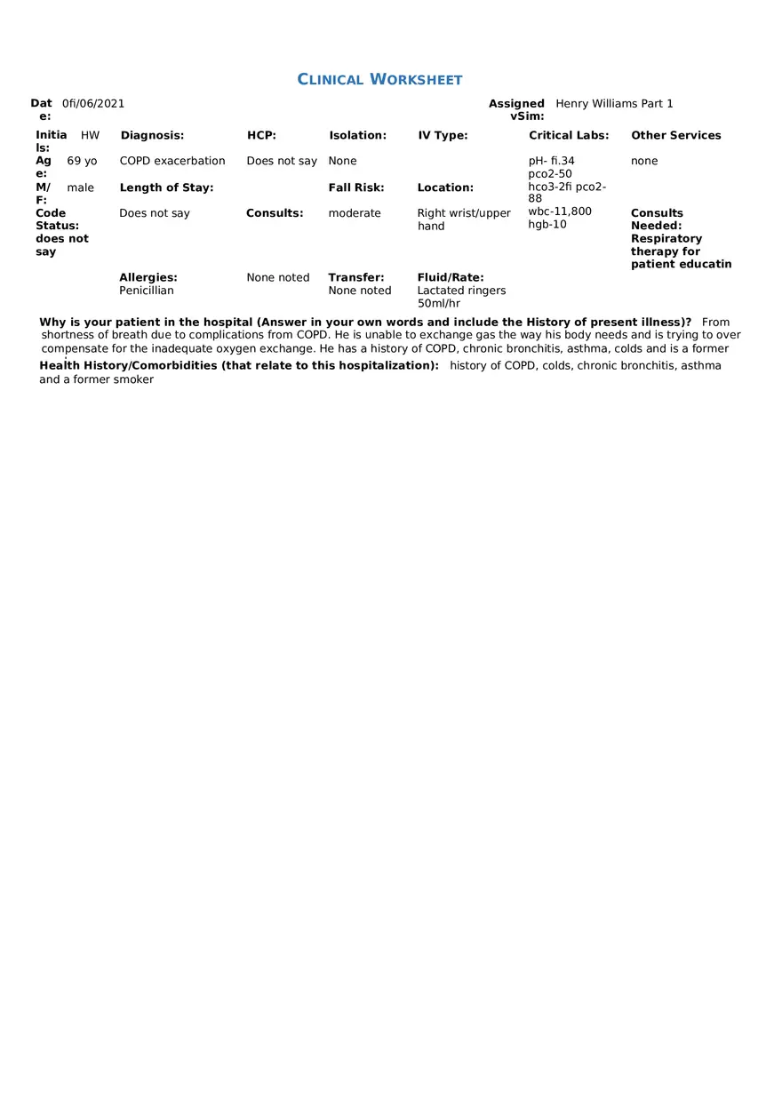 William Henry V Sim Clinical Packet With Answers - Page 3