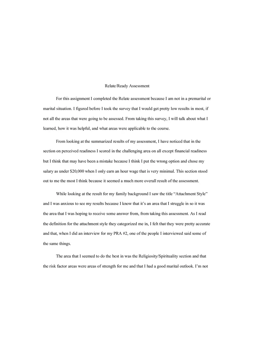 Relate Ready Assessment - Page 1
