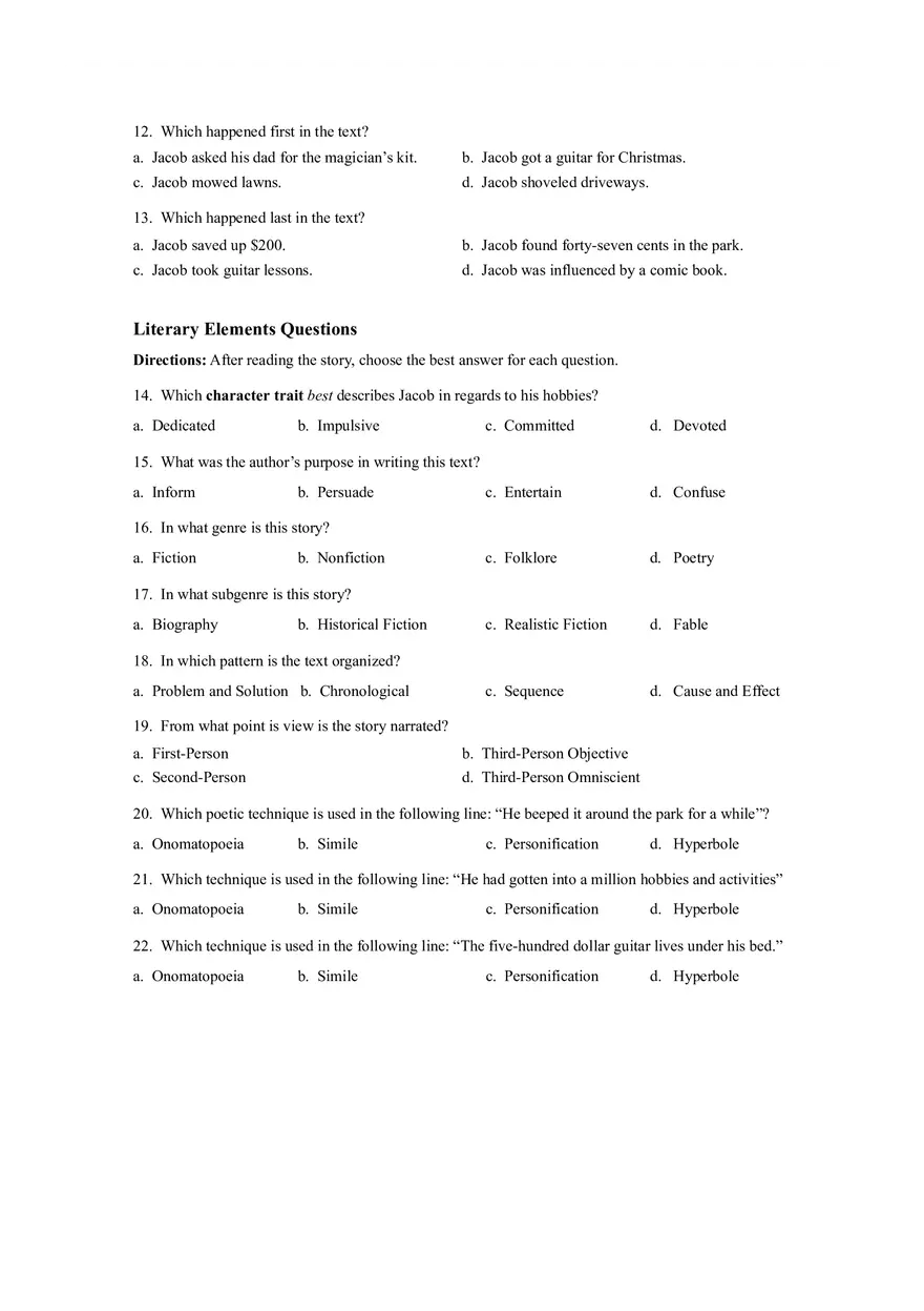 Jacob the Great Reading Comprehension - Page 3