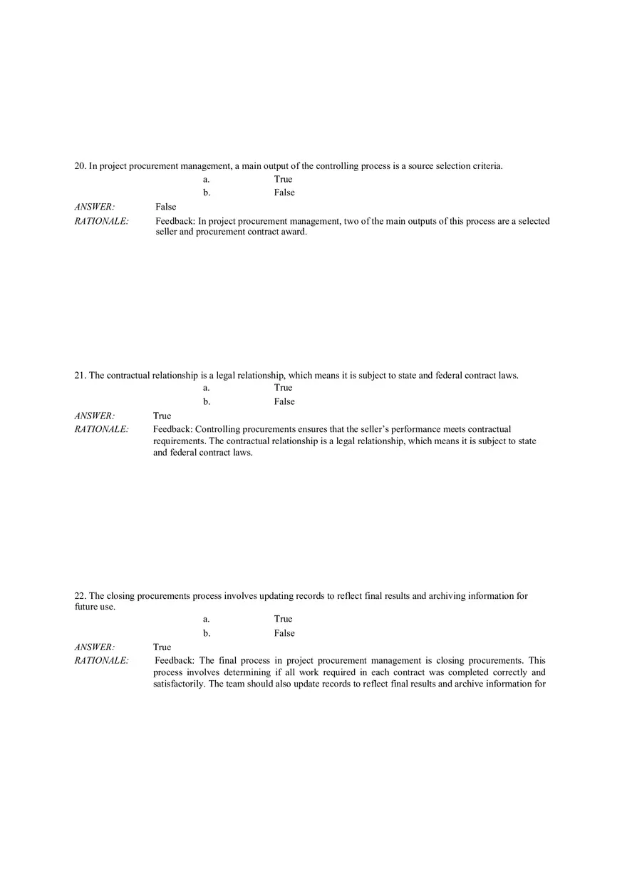 Chapter 12 Project Procurement Management Answer Key (1-42) - Page 14