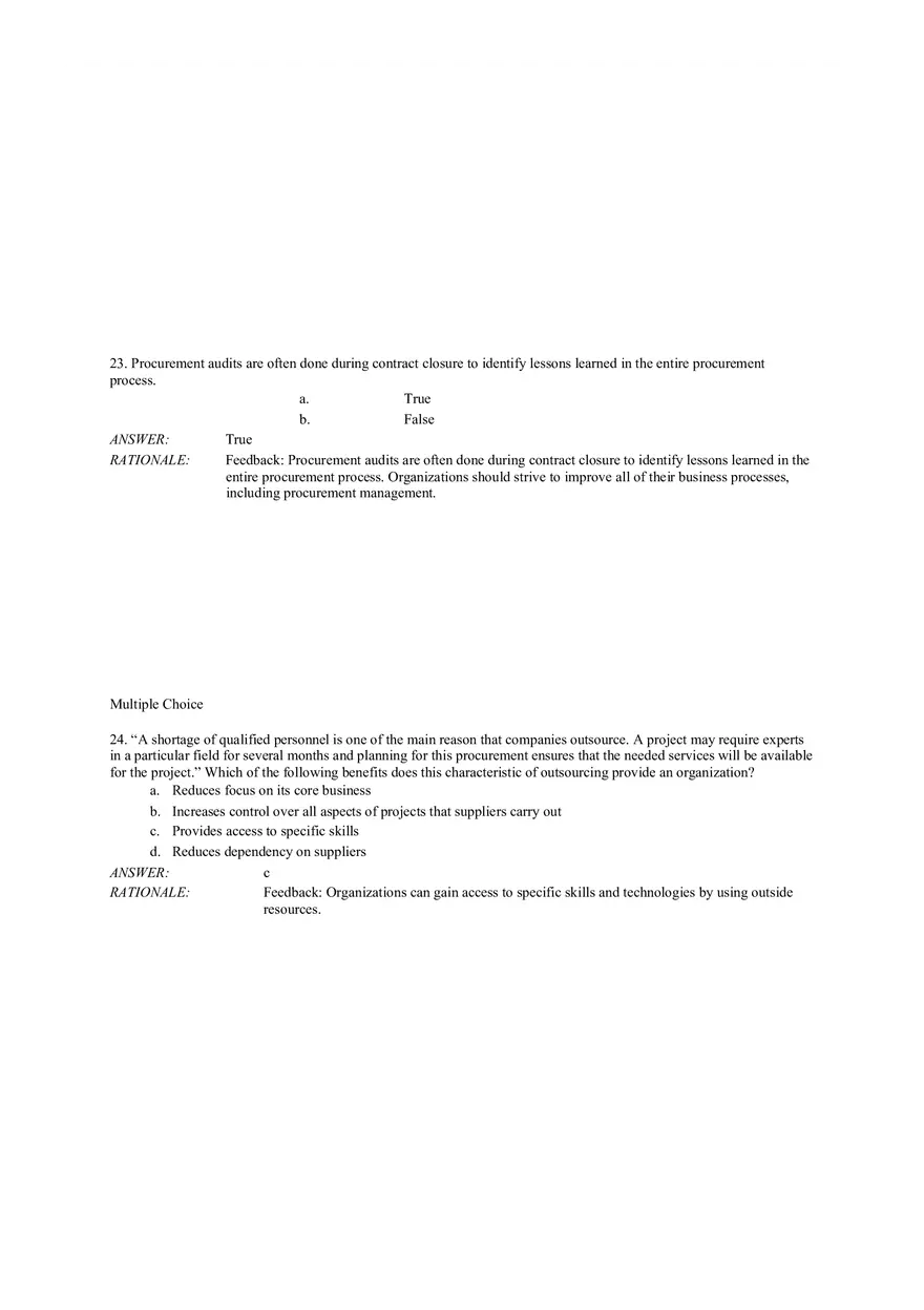 Chapter 12 Project Procurement Management Answer Key (1-42) - Page 15