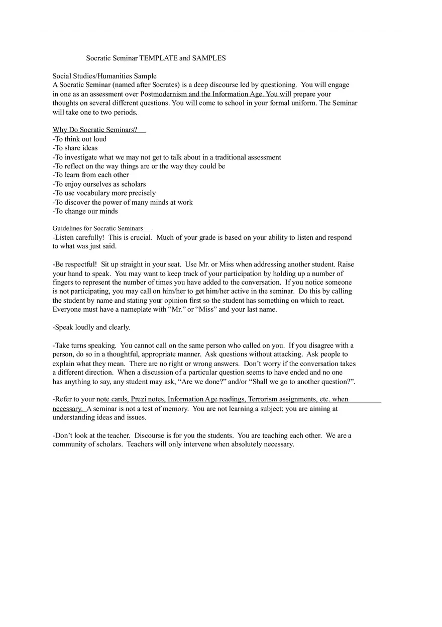 Socratic Seminar Template and Samples - Page 6