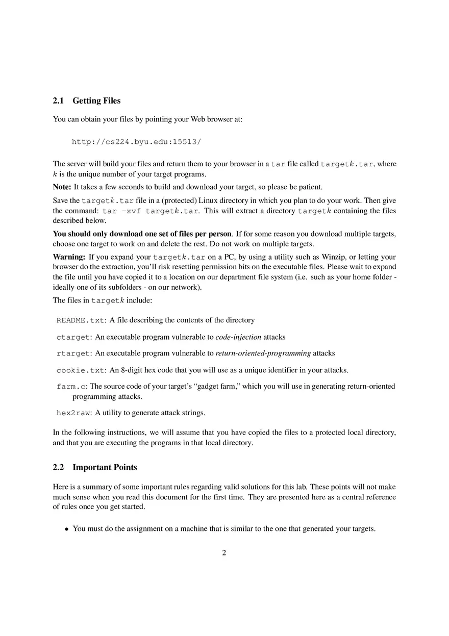 The Attack Lab Understanding Buffer Overflow Bugs - Page 2