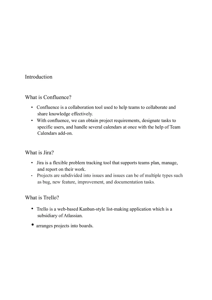 Comparison of Jira, Trello and Confluence - Page 1