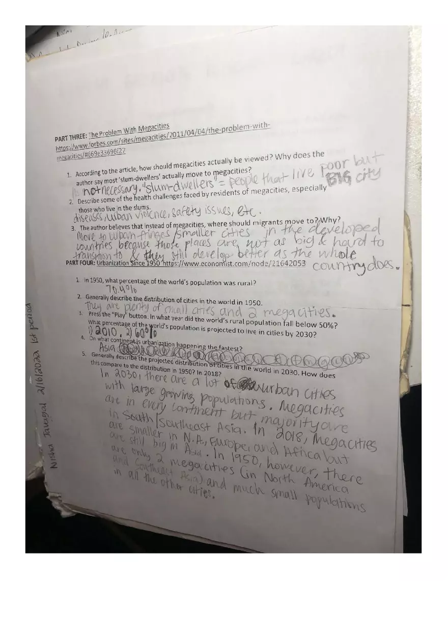 Megacities Human Geography - Page 1