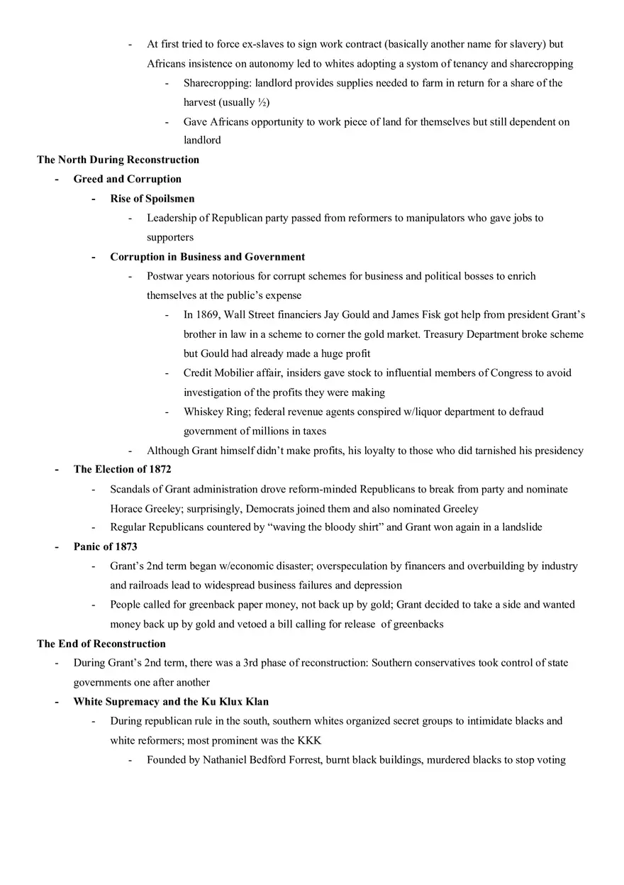 Reconstruction 1863-1877 Notes - Page 5