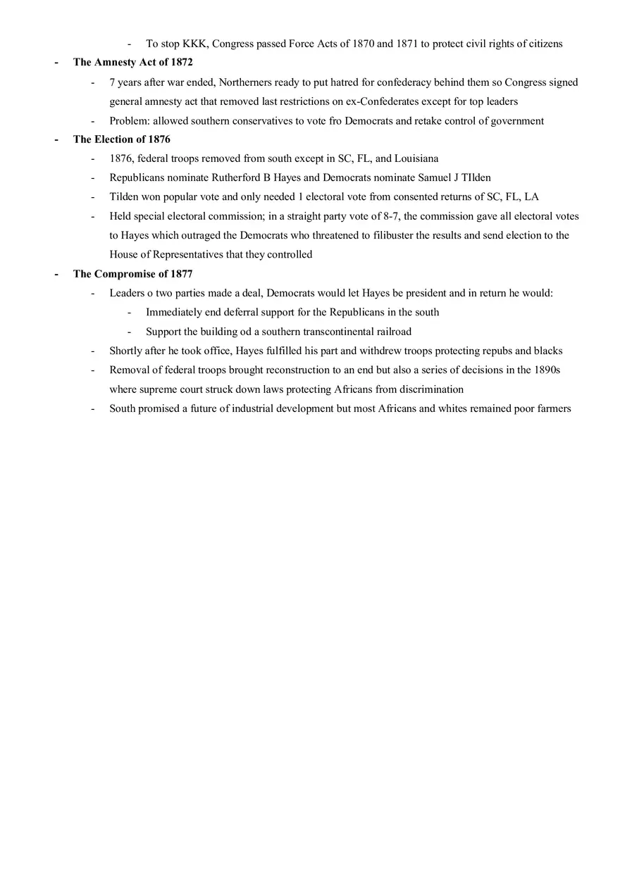 Reconstruction 1863-1877 Notes - Page 6