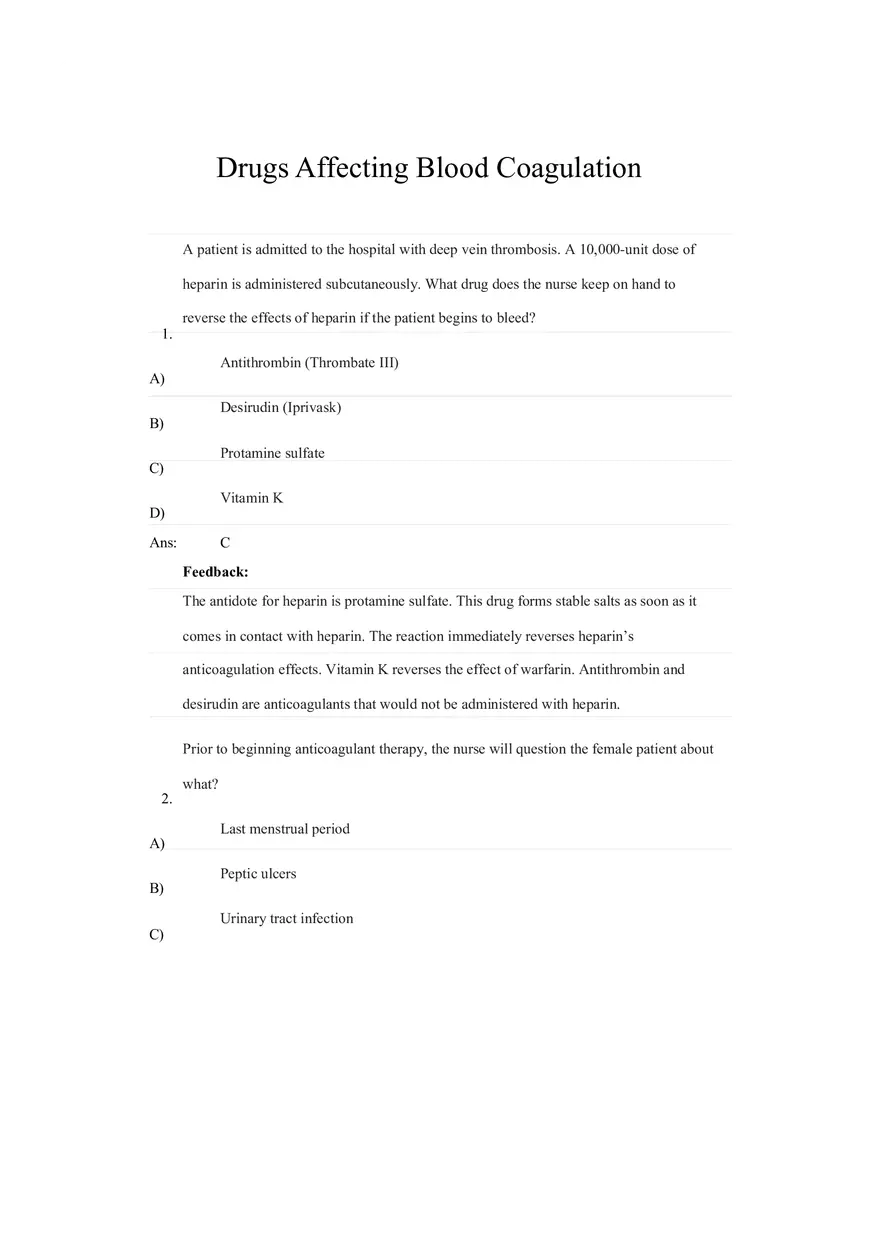 Drugs Affecting Blood Coagulation (Part 1) - Page 1