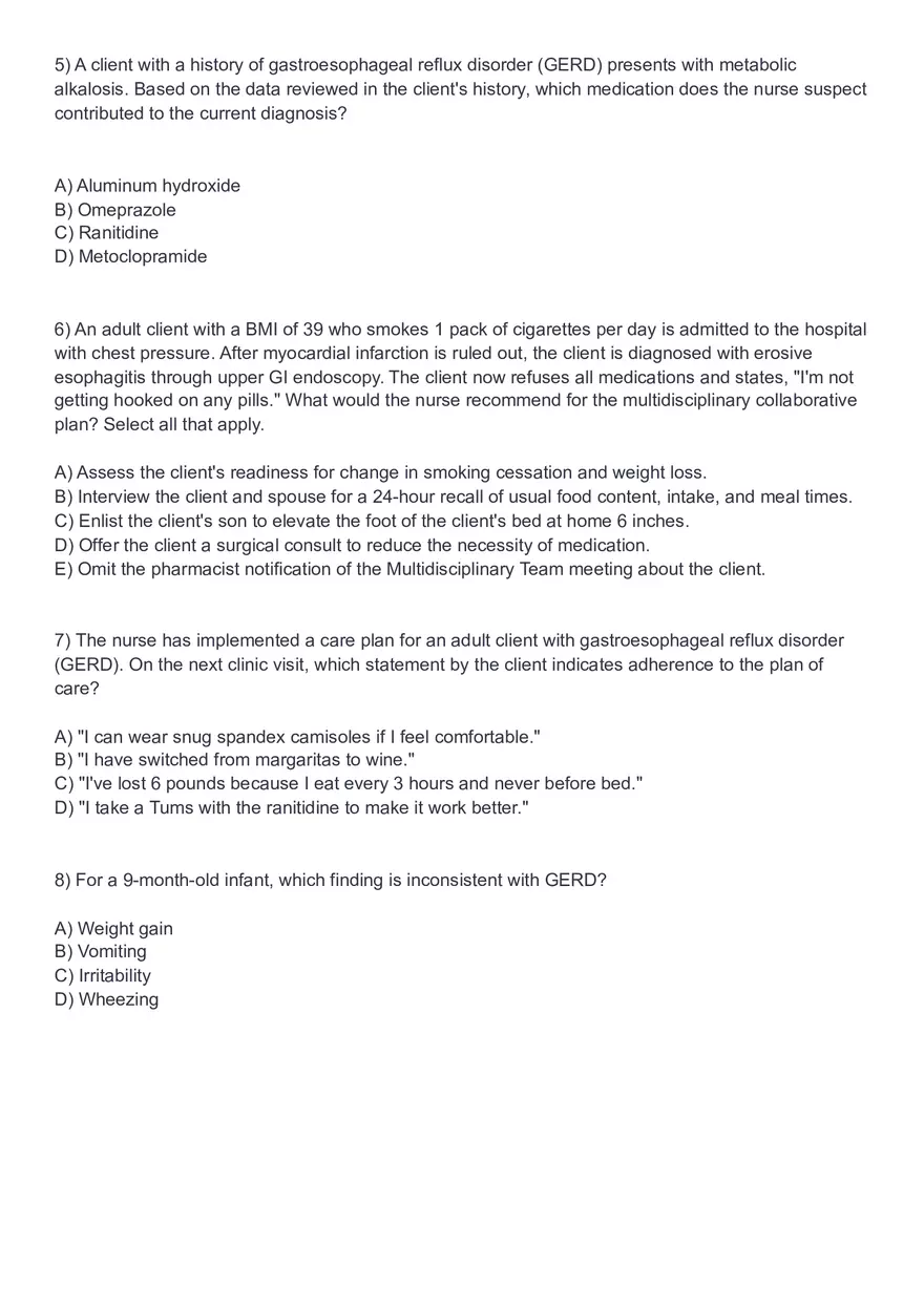 Gastroesophageal Reflux Disease Practice Test - Page 3