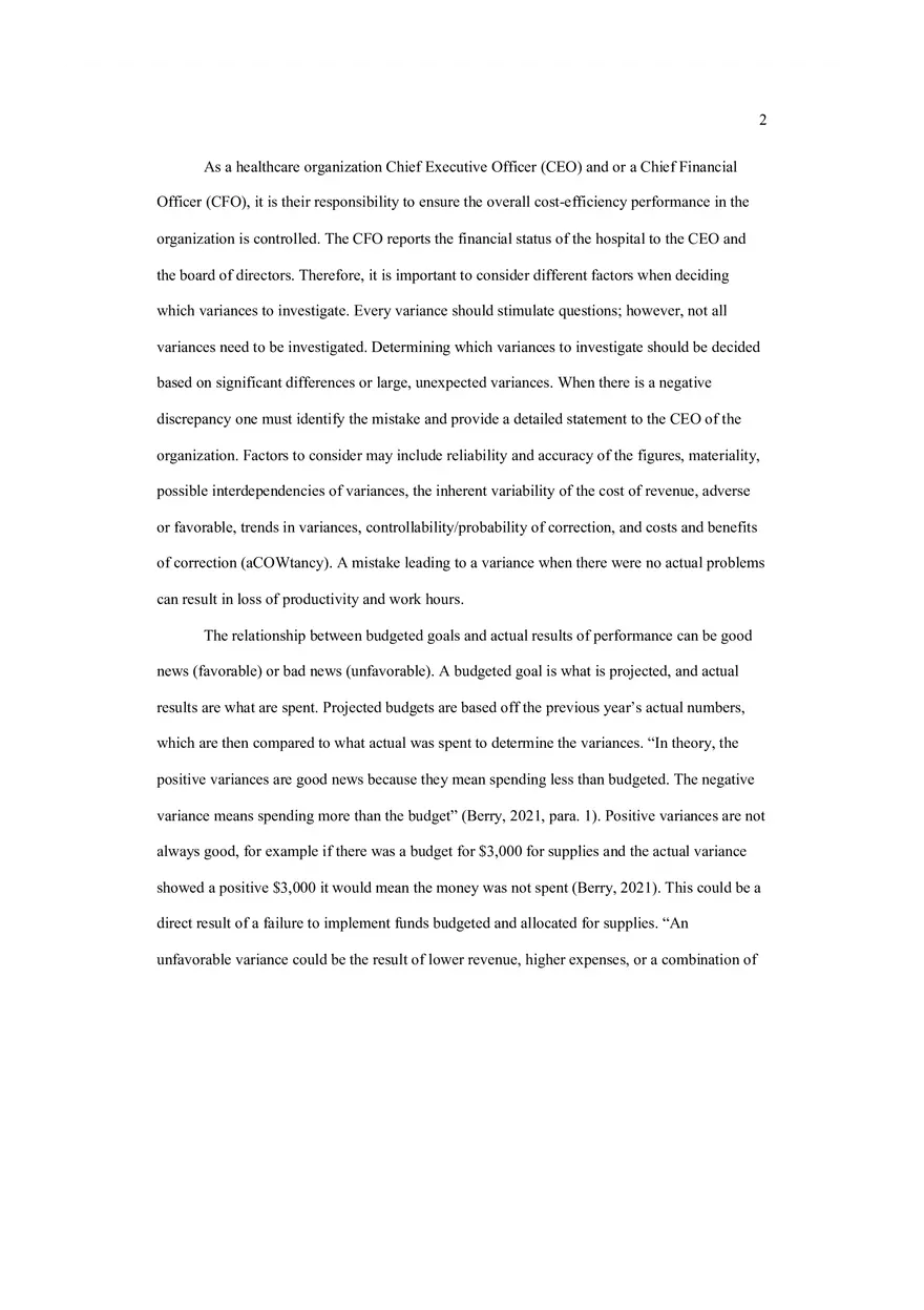 Variance Analysis - Page 2