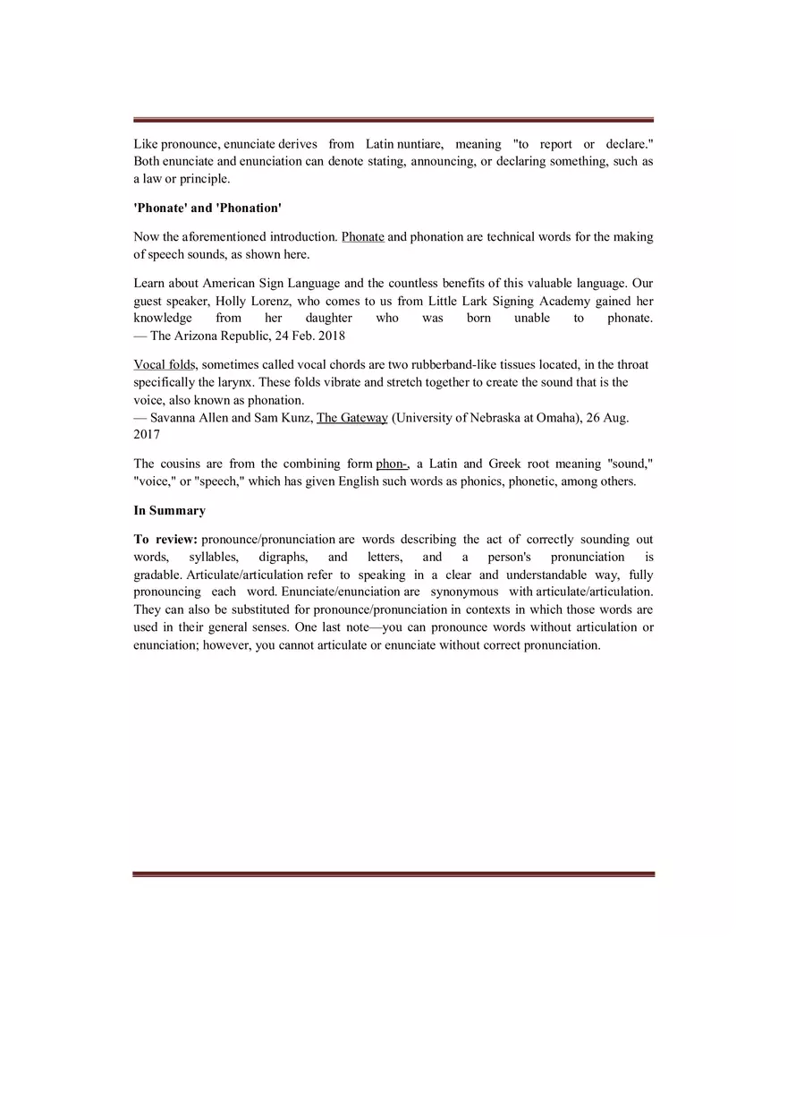 Define Enunciation, Articulation and Pronounciation in Rhetoric - Page 3