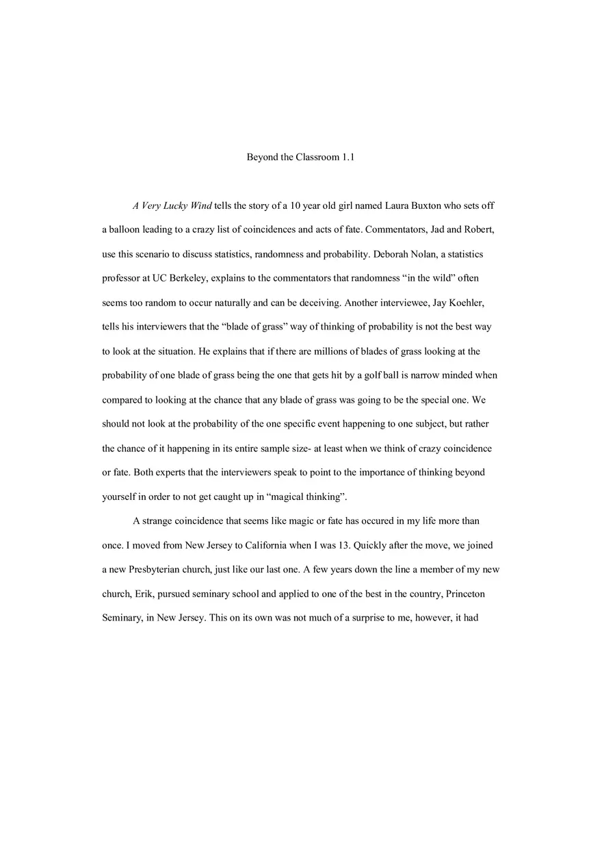 A Very Lucky Project - Beyond the Classroom 1.1 - Page 1