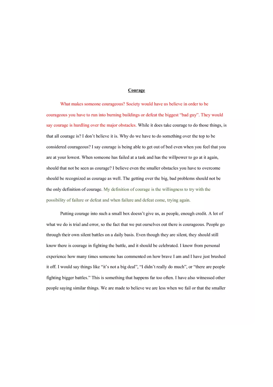 Courage Essay - Page 1