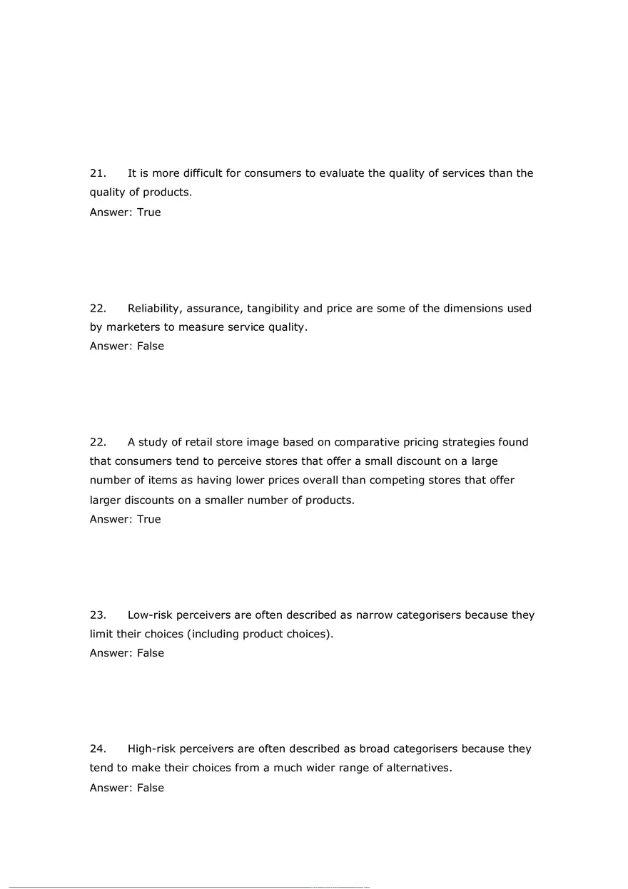 Consumer Perception Chapter 5 Answer Key (T or F) - Page 11