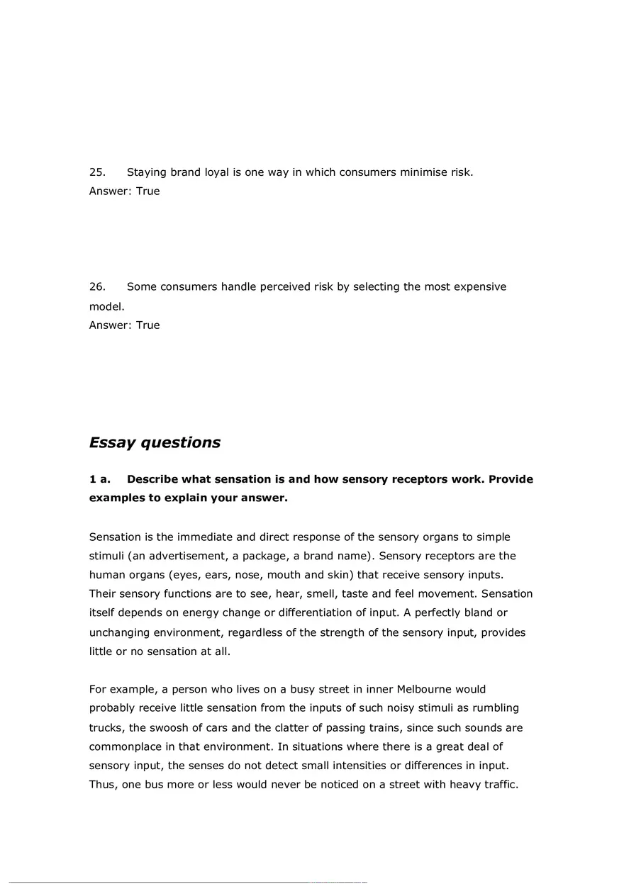 Consumer Perception Chapter 5 Answer Key (T or F) - Page 12