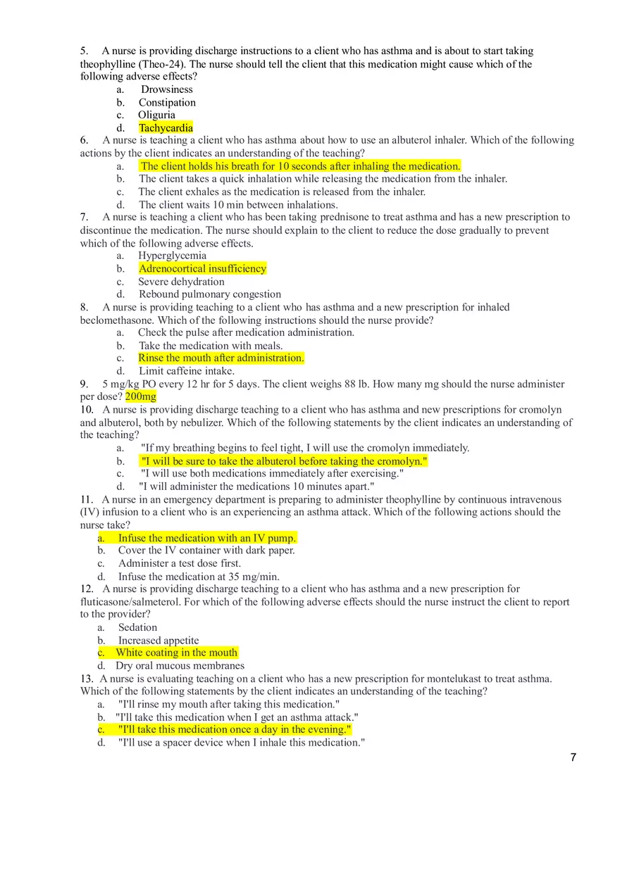 Pharmacology Exam 2-2 - Study Guide - Page 7