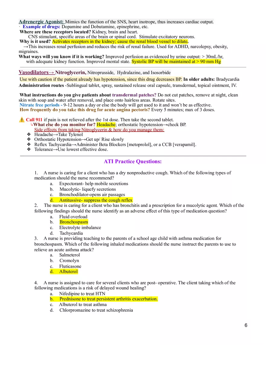 Pharmacology Exam 2-2 - Study Guide - Page 6