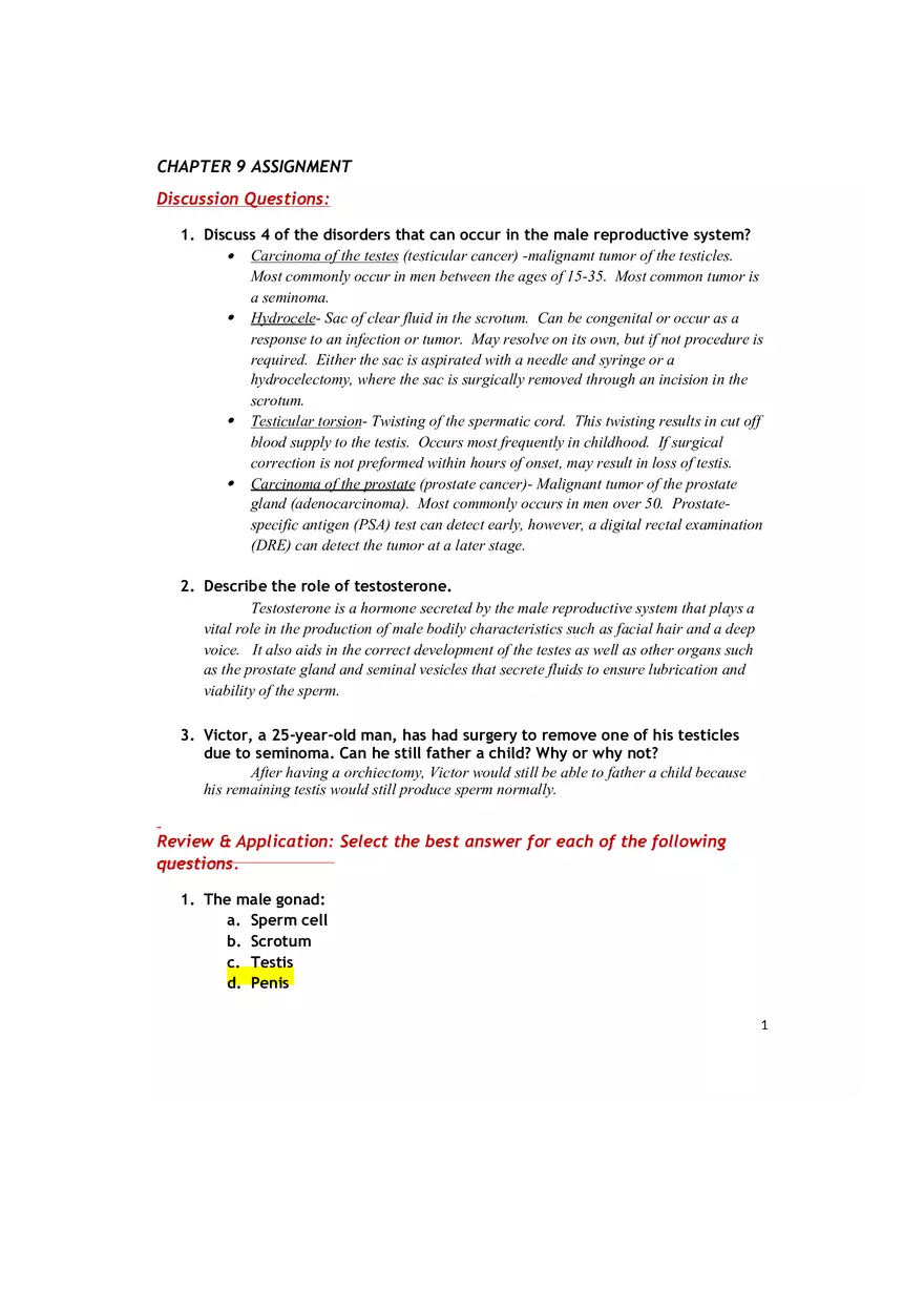 Medical Terminology Chapter 9 Assignment Answers - Page 1