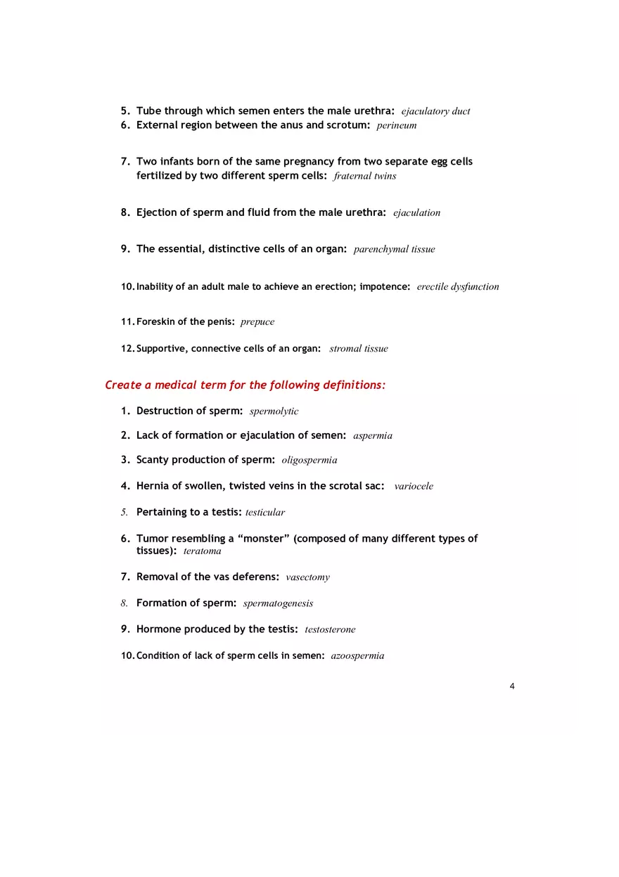 Medical Terminology Chapter 9 Assignment Answers - Page 4