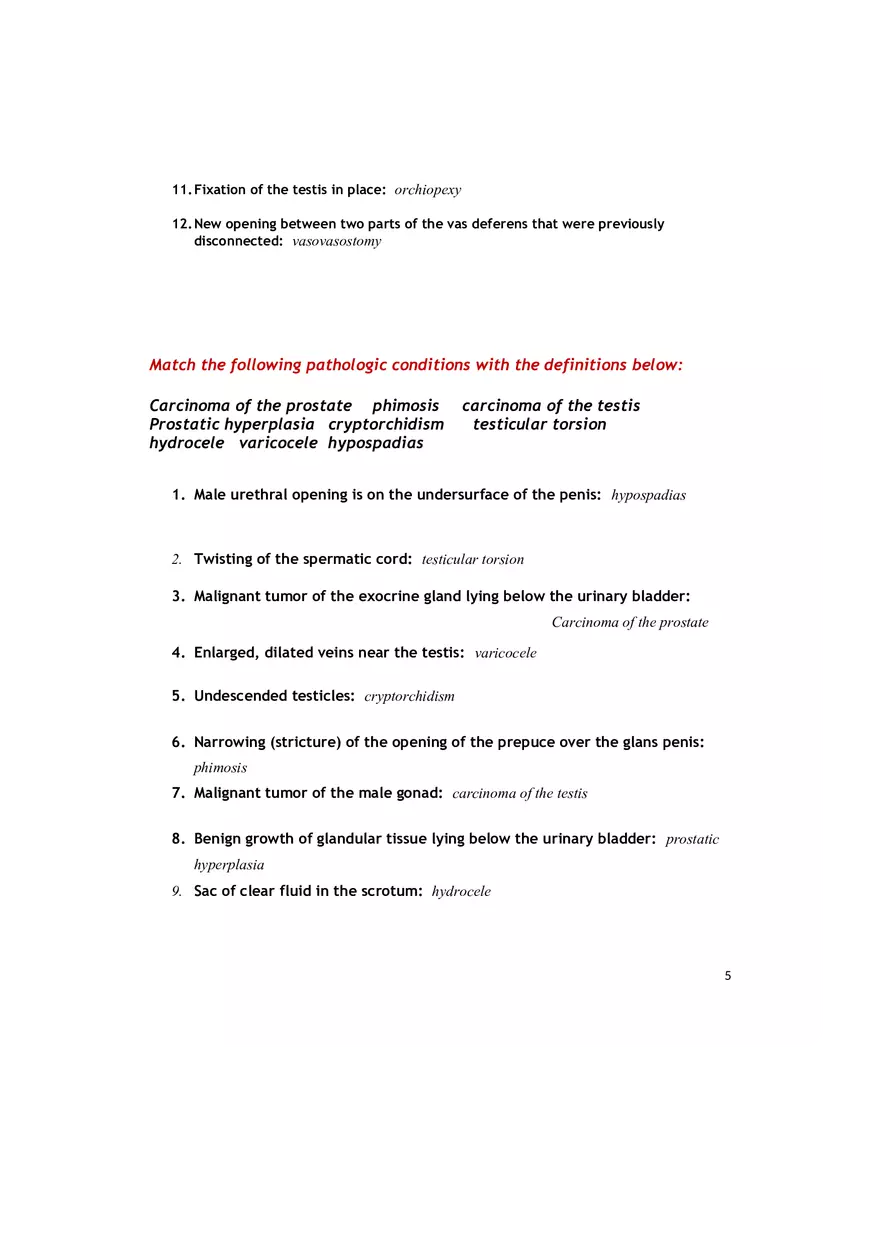 Medical Terminology Chapter 9 Assignment Answers - Page 5