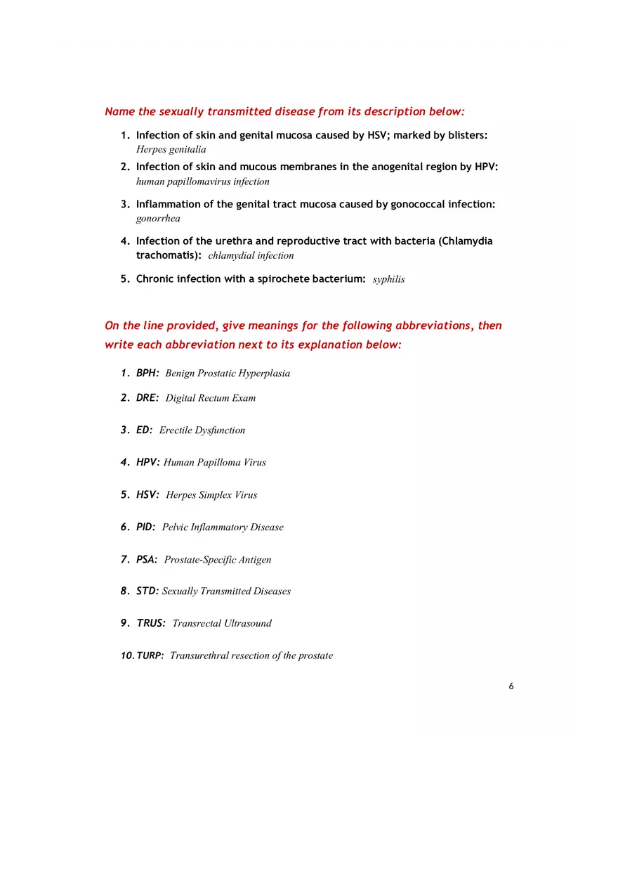 Medical Terminology Chapter 9 Assignment Answers - Page 6