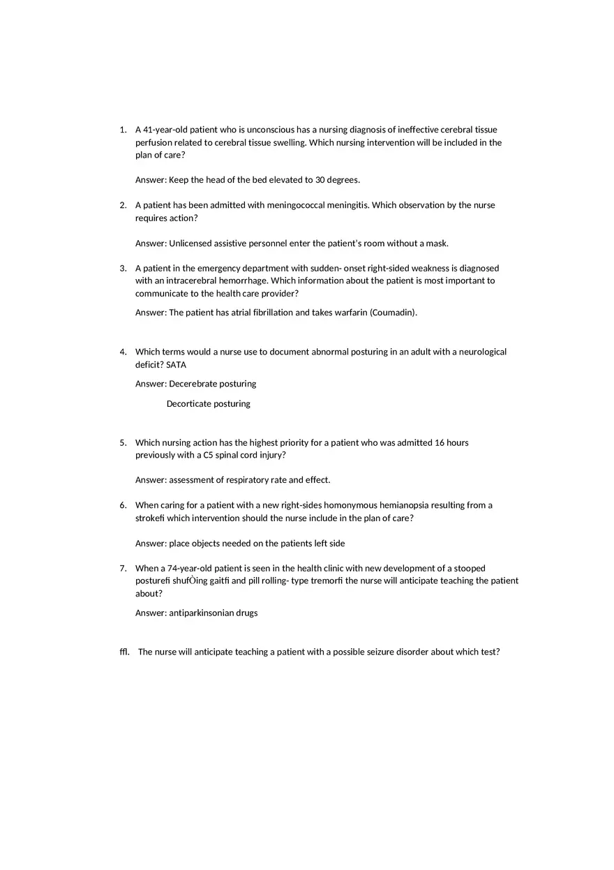 Neuro Exam Med Surg 3 - Page 1