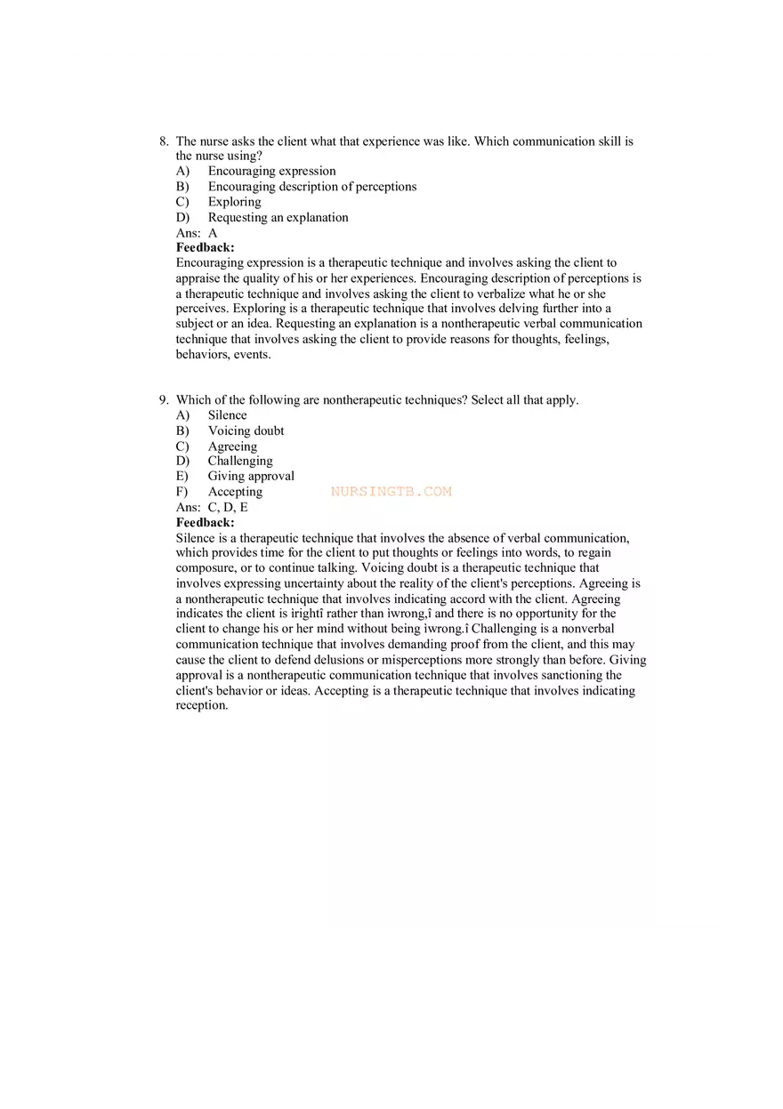 Therapeutic Communication with Feedback - Page 7