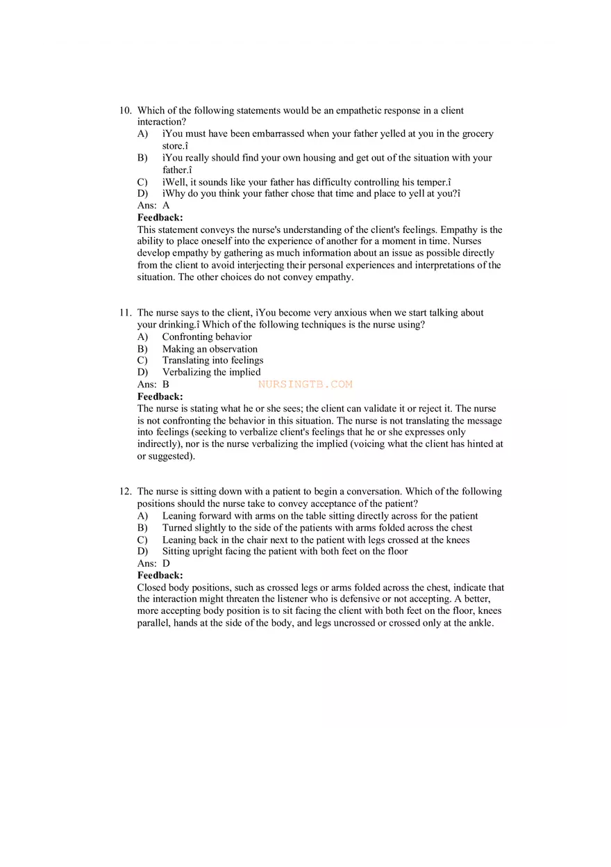 Therapeutic Communication with Feedback - Page 8