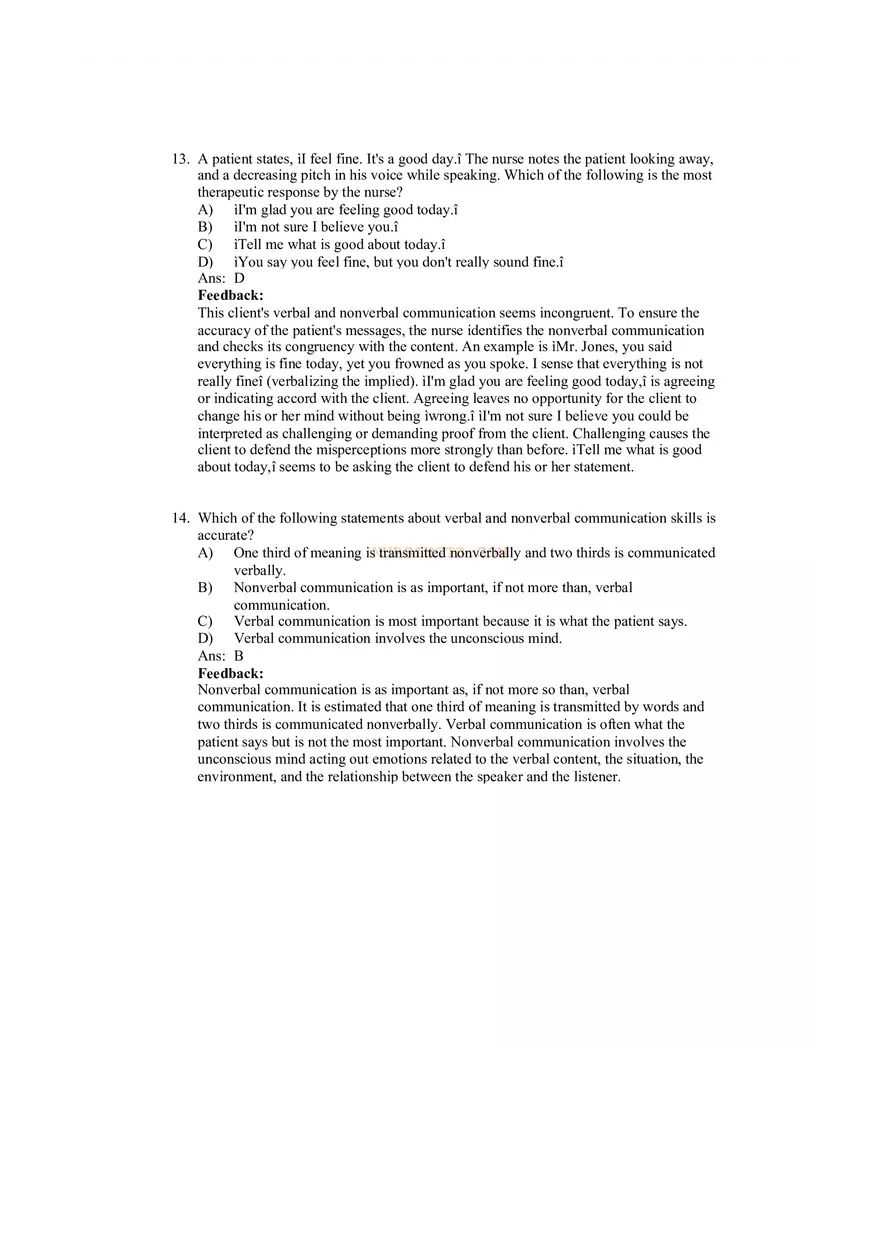 Therapeutic Communication with Feedback - Page 9