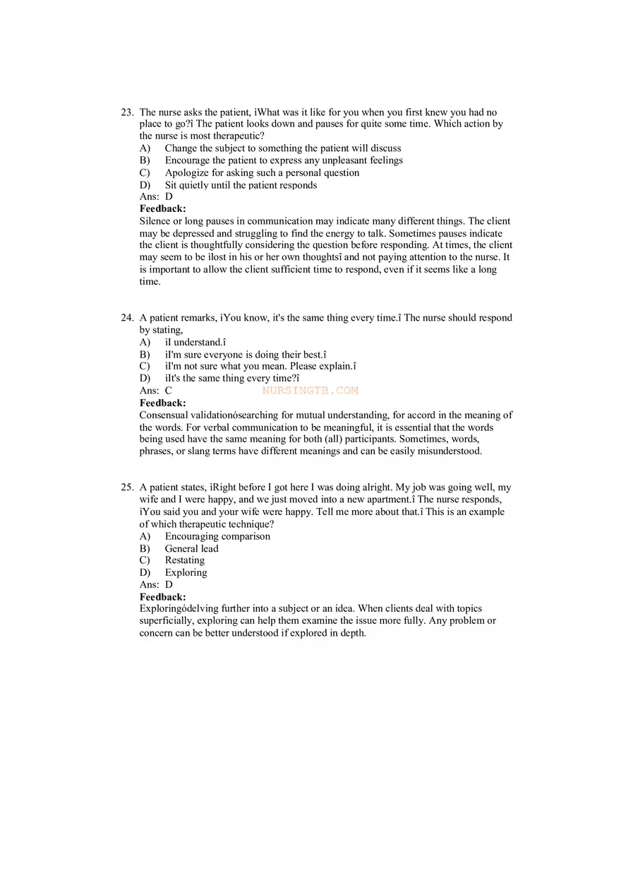 Therapeutic Communication with Feedback - Page 13