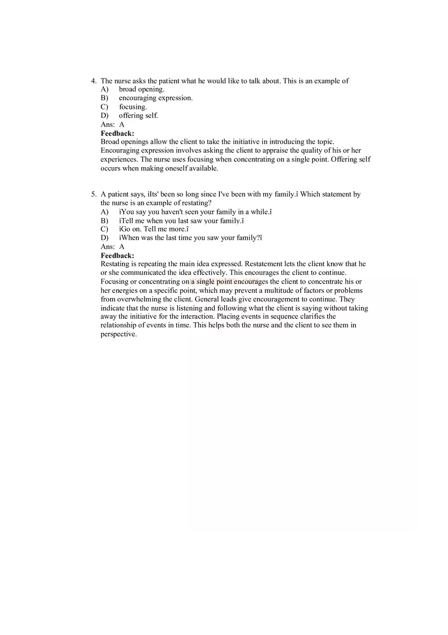 Therapeutic Communication with Feedback - Page 2