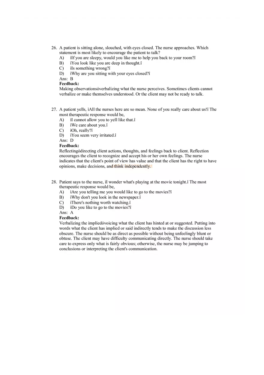 Therapeutic Communication with Feedback - Page 3