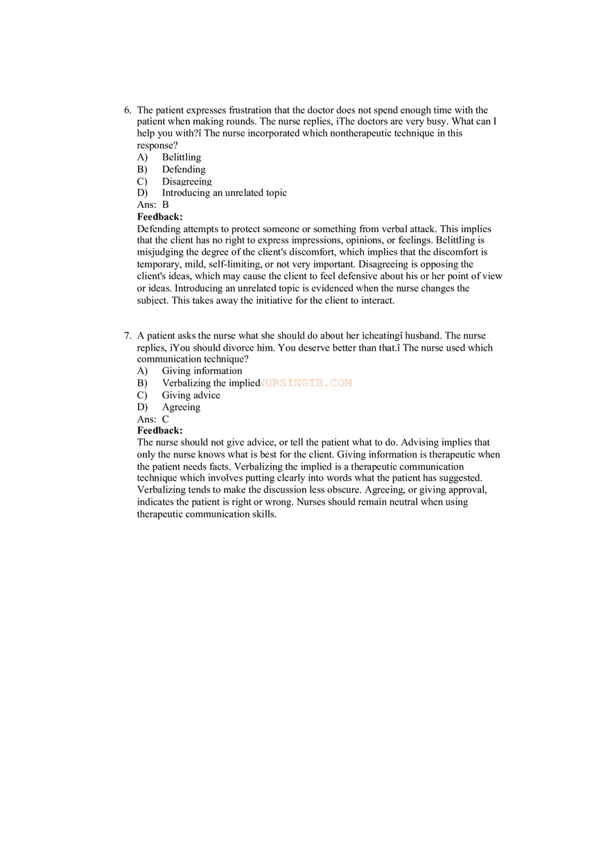 Therapeutic Communication with Feedback - Page 6