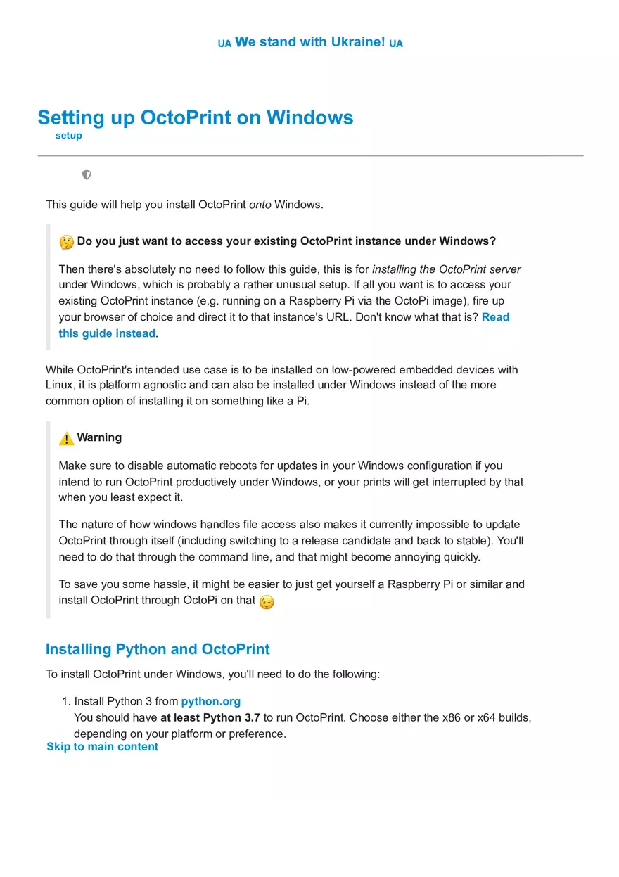 Setting Up Octo Print on Windows - Page 1