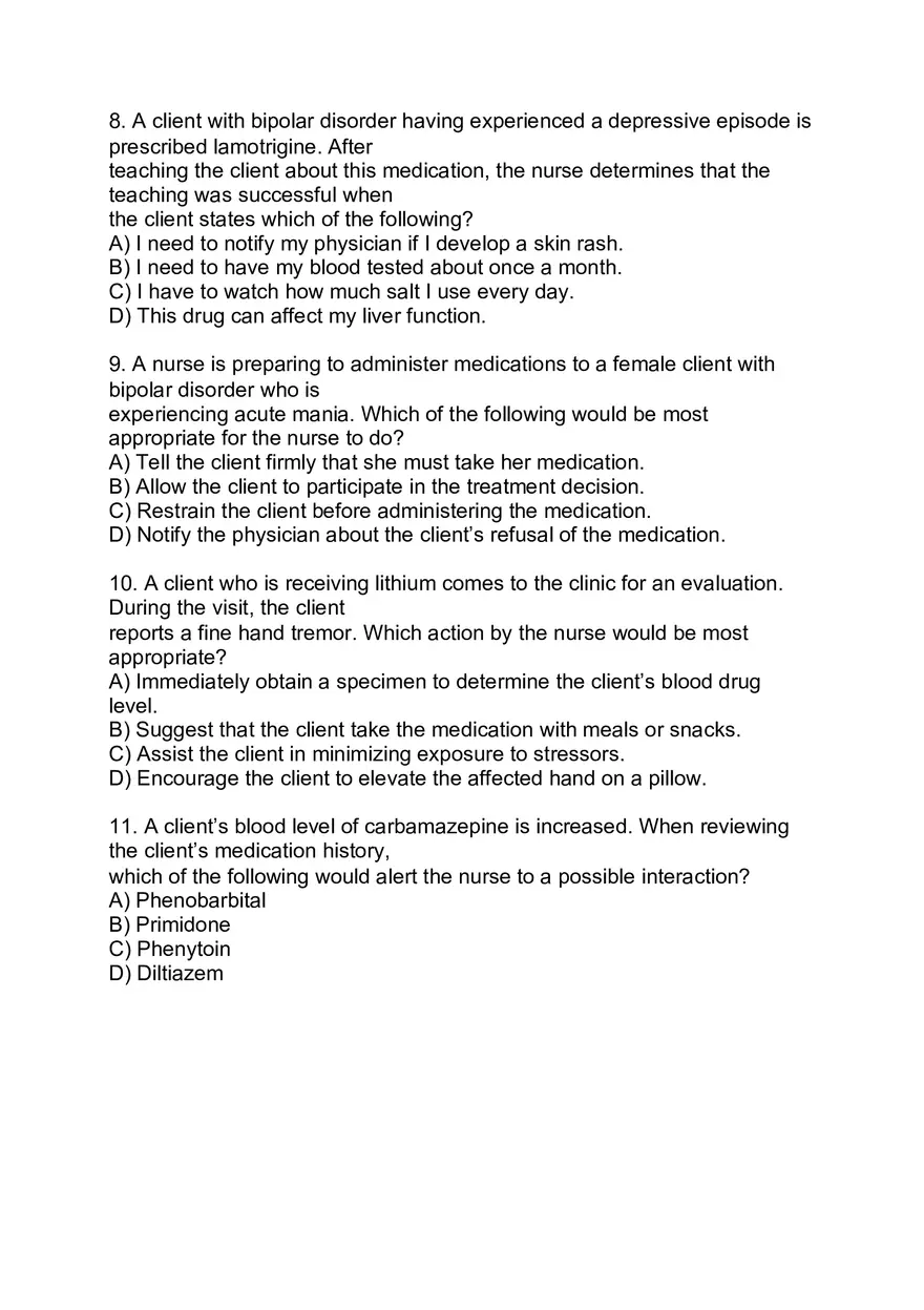 Bipolar Questions - Nursing - Page 3