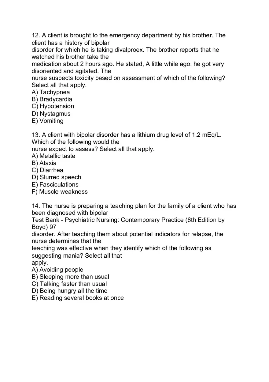 Bipolar Questions - Nursing - Page 4